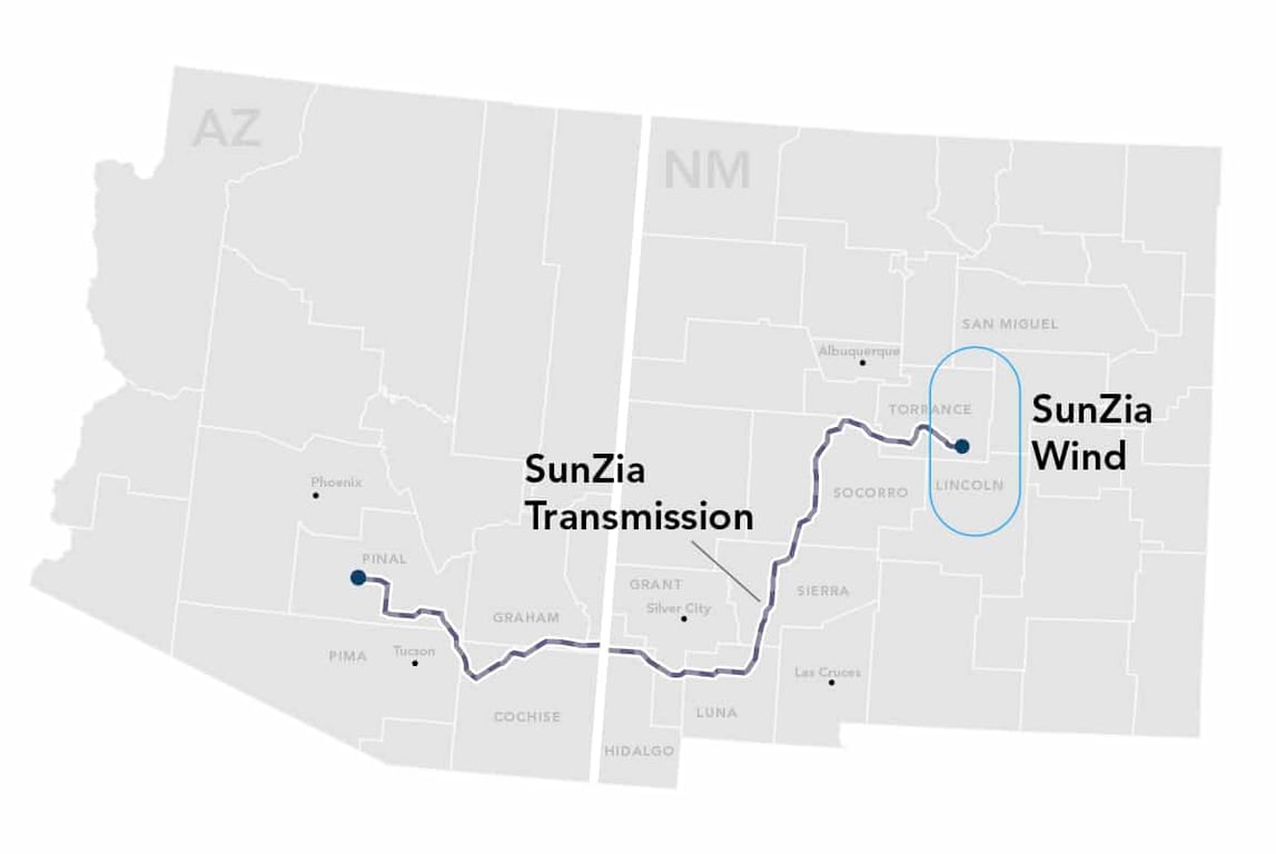SunZia Wind project Map
