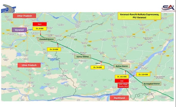 Varanasi Kolkata Expressway Route Map